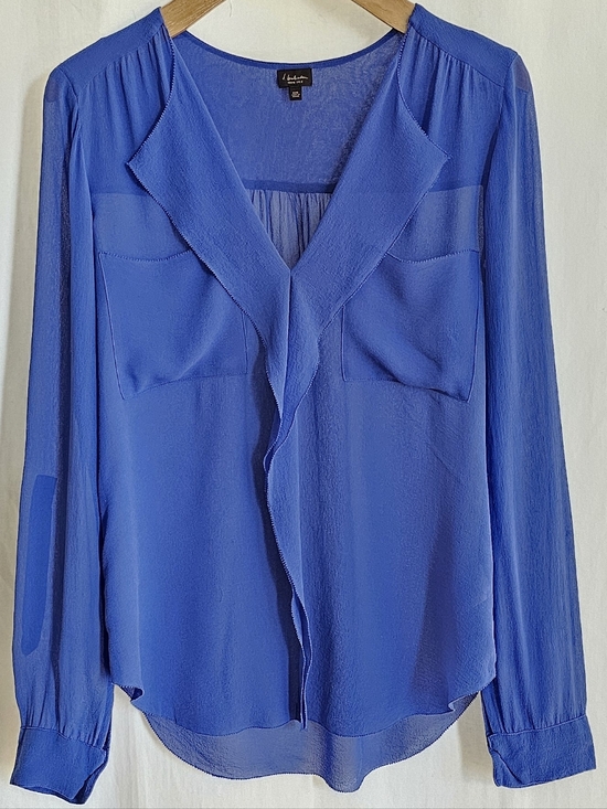Aritzia Tops - Aritzia Babaton Blue Silk Finley Blouse